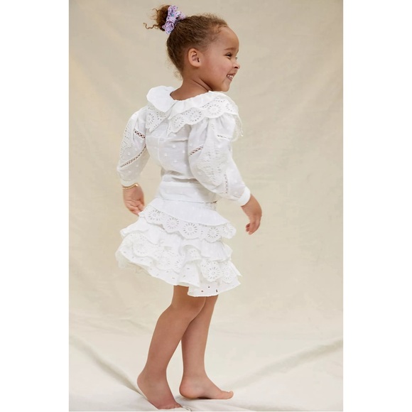 Anthropologie Lacy Ruffled Kids Blouse White NWT Size 5/6 - Picture 3 of 16